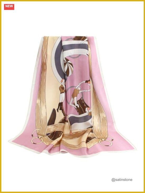 Accessories - 100% Mulberry Silk Square Scarf - Women 35" Hair Wrap, Gift Packed